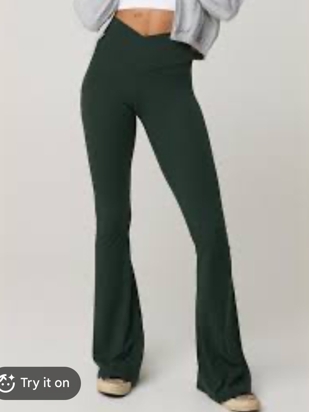 Aerie | Offline green Real Me high waisted crossover flare leggings size small